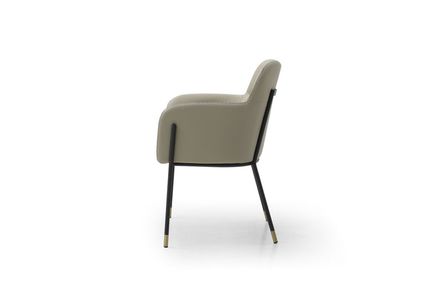 HomeRoots Black Contemporary Faux Leather Arm Chair with Steel Frame - Versatile Dining & Accent Seating 718673