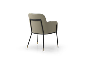HomeRoots Black Contemporary Faux Leather Arm Chair with Steel Frame - Versatile Dining & Accent Seating 718673