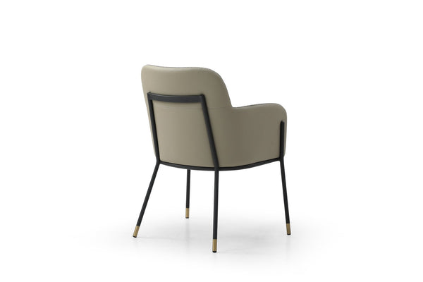HomeRoots Black Contemporary Faux Leather Arm Chair with Steel Frame - Versatile Dining & Accent Seating 718673