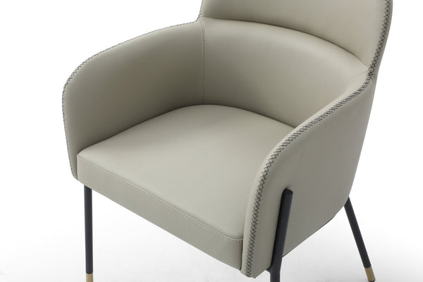 HomeRoots Black Contemporary Faux Leather Arm Chair with Steel Frame - Versatile Dining & Accent Seating 718673