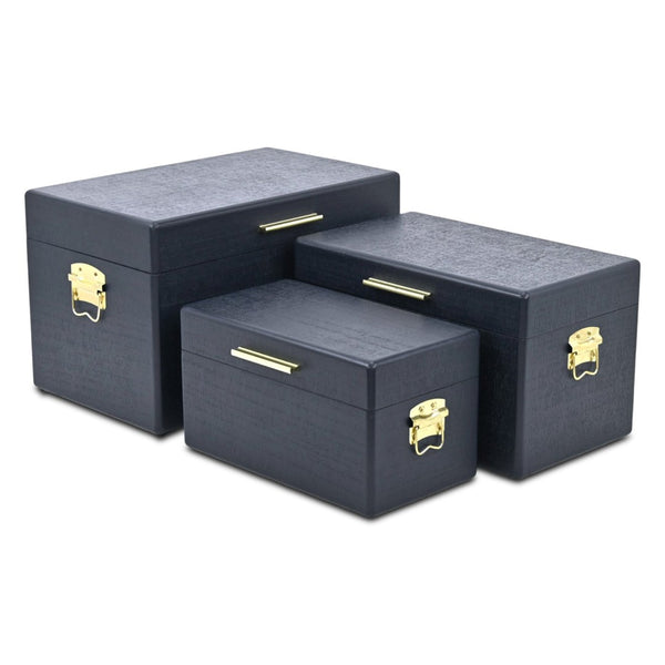 HomeRoots Set of Three Hand Painted Cream Wood Decorative Boxes for Elegant Home Styling & Storage Solutions 718679