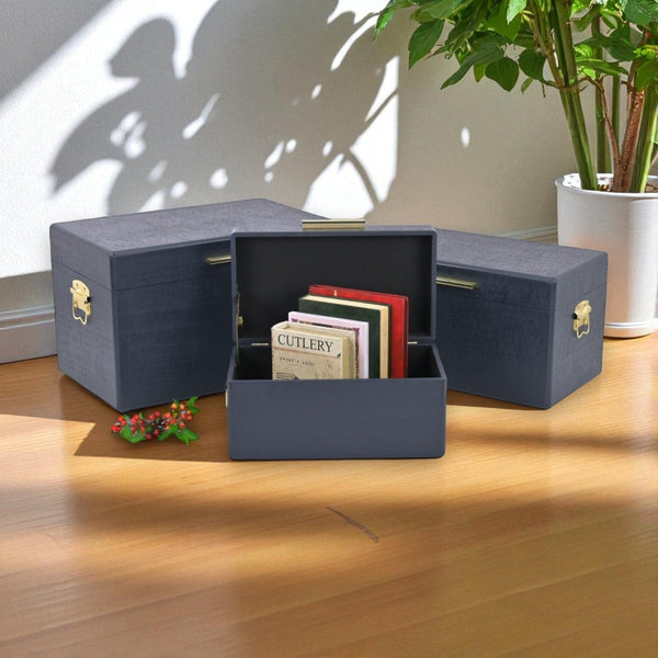 HomeRoots Set of Three Hand Painted Cream Wood Decorative Boxes for Elegant Home Styling & Storage Solutions 718679