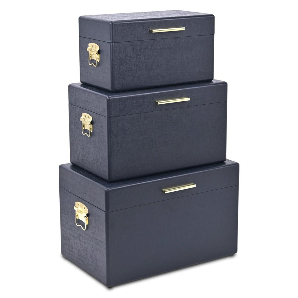 HomeRoots Set of Three Hand Painted Cream Wood Decorative Boxes for Elegant Home Styling & Storage Solutions 718679