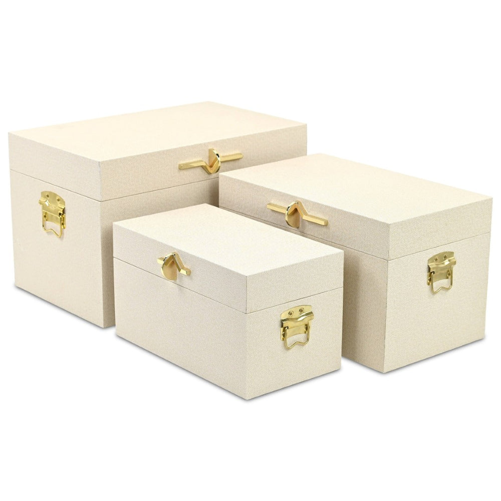 HomeRoots Set of Three Hand-Painted Gray Wood Decorative Storage Boxes for Stylish Home Organization 718680