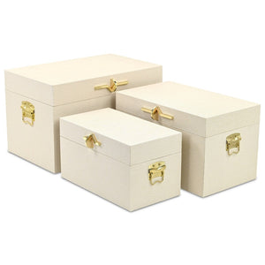 HomeRoots Set of Three Hand-Painted Gray Wood Decorative Storage Boxes for Stylish Home Organization 718680