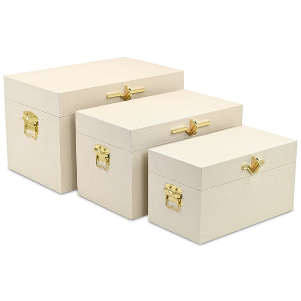HomeRoots Set of Three Hand-Painted Gray Wood Decorative Storage Boxes for Stylish Home Organization 718680