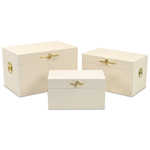 HomeRoots Set of Three Hand-Painted Gray Wood Decorative Storage Boxes for Stylish Home Organization 718680
