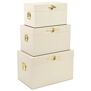 HomeRoots Set of Three Hand-Painted Gray Wood Decorative Storage Boxes for Stylish Home Organization 718680