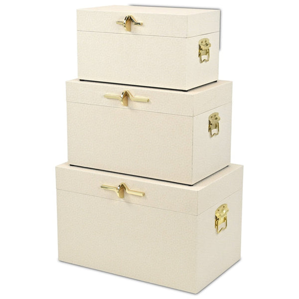 HomeRoots Set of Three Hand-Painted Gray Wood Decorative Storage Boxes for Stylish Home Organization 718680