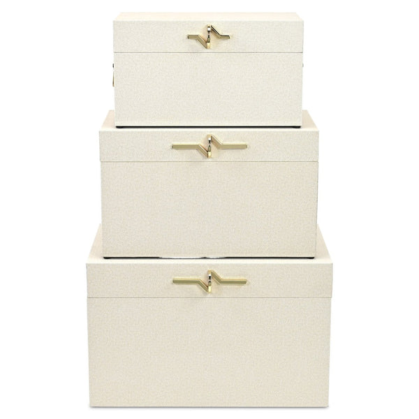HomeRoots Set of Three Hand-Painted Gray Wood Decorative Storage Boxes for Stylish Home Organization 718680