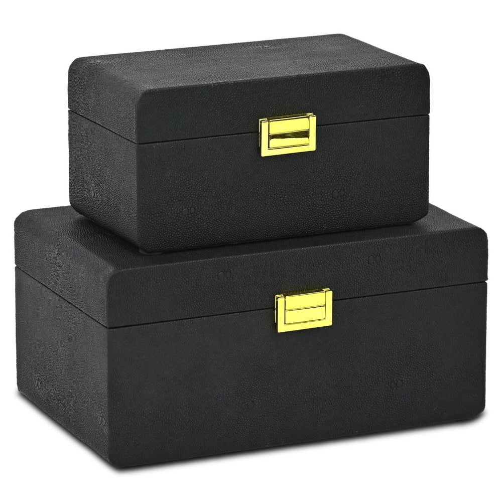 HomeRoots Set of Three Navy Blue Hand-Painted Wooden Boxes for Stylish Storage and Home Décor Accessories 718684