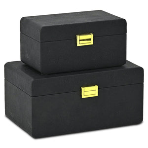 HomeRoots Set of Three Navy Blue Hand-Painted Wooden Boxes for Stylish Storage and Home Décor Accessories 718684