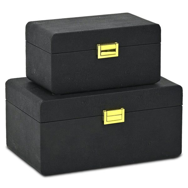 HomeRoots Set of Three Navy Blue Hand-Painted Wooden Boxes for Stylish Storage and Home Décor Accessories 718684