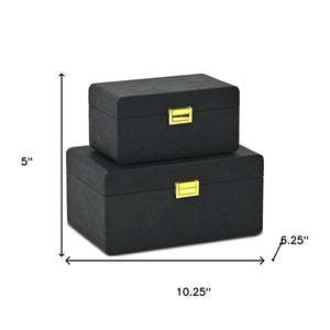 HomeRoots Set of Three Navy Blue Hand-Painted Wooden Boxes for Stylish Storage and Home Décor Accessories 718684