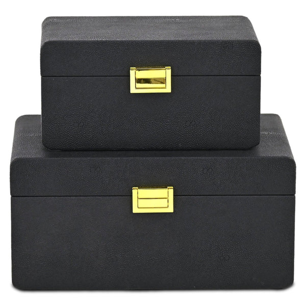 HomeRoots Set of Three Navy Blue Hand-Painted Wooden Boxes for Stylish Storage and Home Décor Accessories 718684