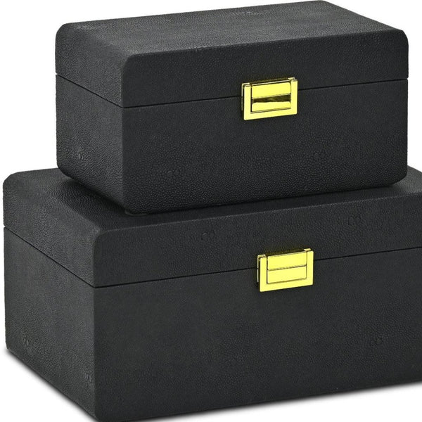 HomeRoots Set of Three Navy Blue Hand-Painted Wooden Boxes for Stylish Storage and Home Décor Accessories 718684