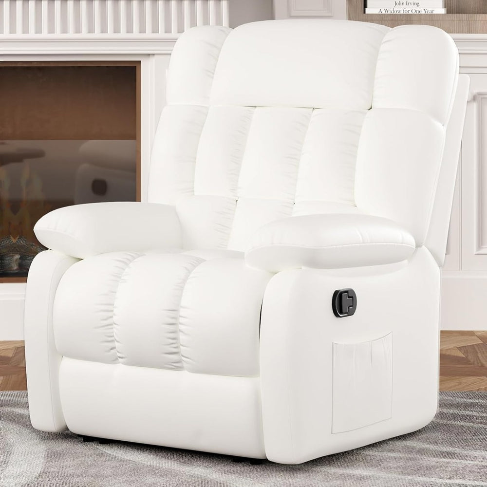 HomeRoots 39" Orange Faux Leather Manual Recliner - Stylish Comfort Chair with Easy Care Upholstery & Storage 718689
