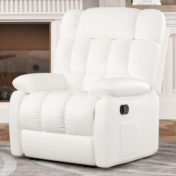 HomeRoots 39" Orange Faux Leather Manual Recliner - Stylish Comfort Chair with Easy Care Upholstery & Storage 718689
