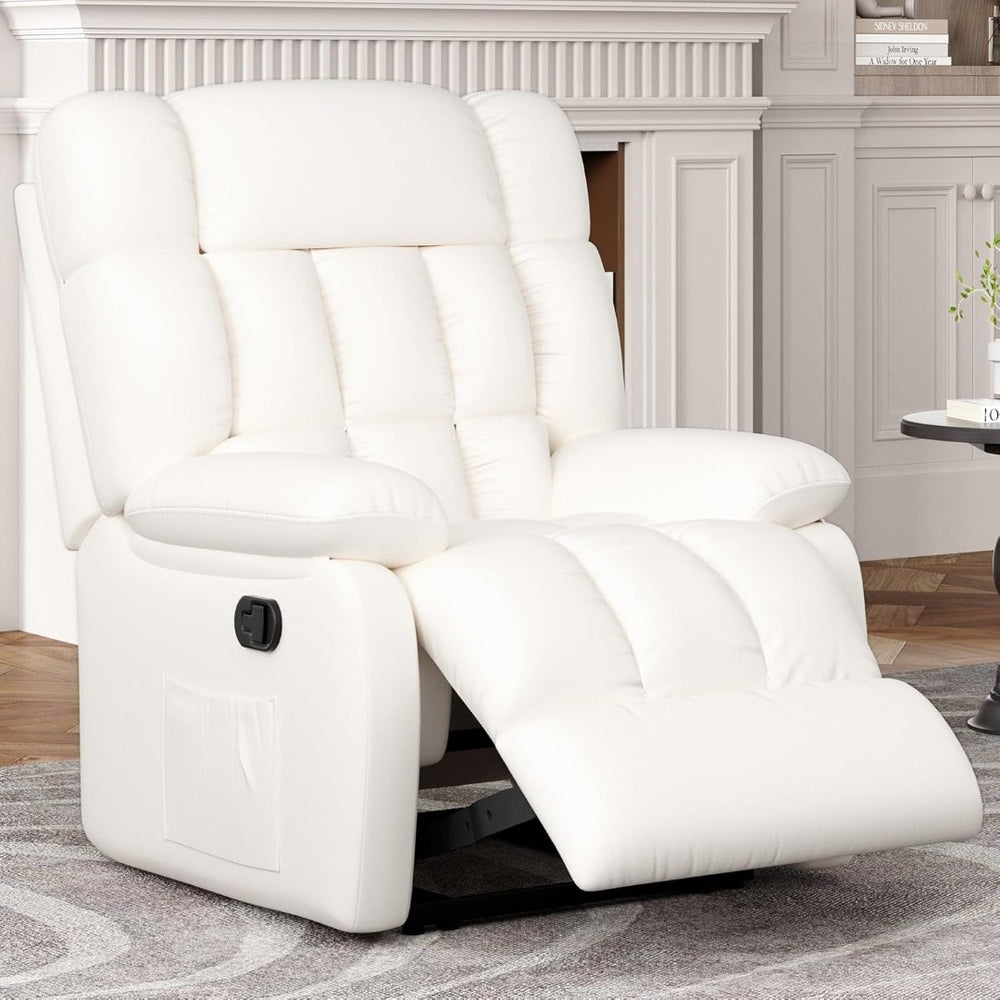 HomeRoots 39" Orange Faux Leather Manual Recliner - Stylish Comfort Chair with Easy Care Upholstery & Storage 718689