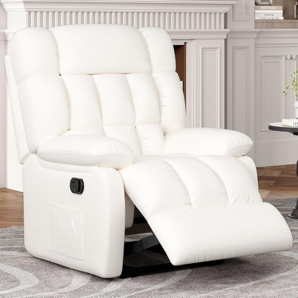 HomeRoots 39" Orange Faux Leather Manual Recliner - Stylish Comfort Chair with Easy Care Upholstery & Storage 718689