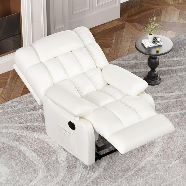 HomeRoots 39" Orange Faux Leather Manual Recliner - Stylish Comfort Chair with Easy Care Upholstery & Storage 718689