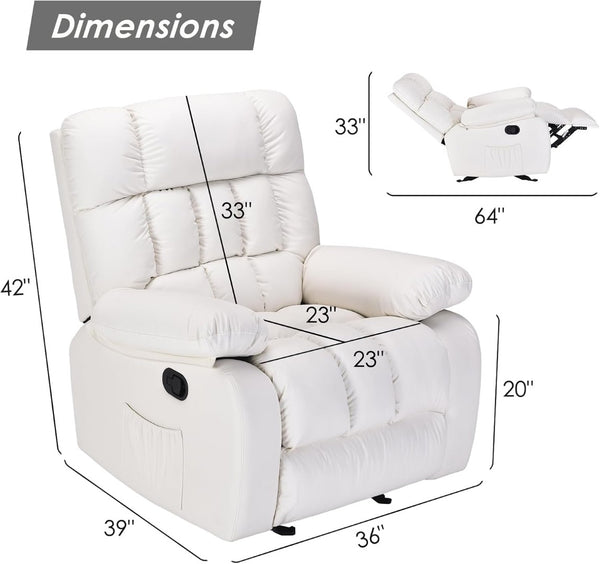 HomeRoots 39" Orange Faux Leather Manual Recliner - Stylish Comfort Chair with Easy Care Upholstery & Storage 718689