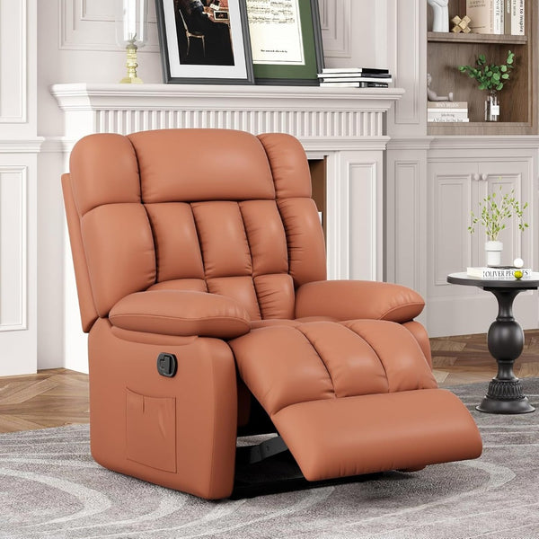 HomeRoots 39" Black Faux Leather Manual Recliner - Stylish, Durable Comfort for Living Rooms & Home Offices 718690