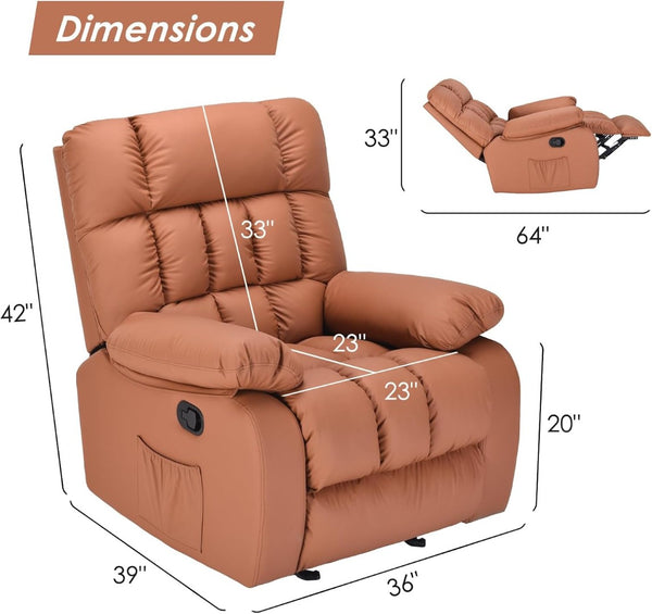 HomeRoots 39" Black Faux Leather Manual Recliner - Stylish, Durable Comfort for Living Rooms & Home Offices 718690