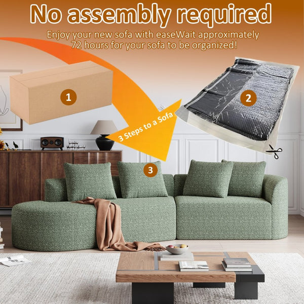 English Elm Modern Oversized Sectional Sofa - 112-Inch Chenille Cloud Couch With 4 Pillows For Ultimate Comfort P1 W834P323321-GIGA