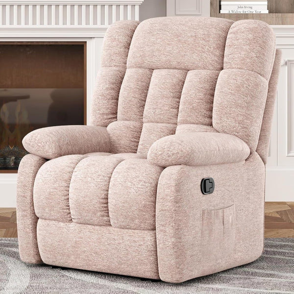 HomeRoots 39" Gray Chenille Manual Recliner – Stylish Comfort with Easy Recline for Living Rooms and Offices 718692
