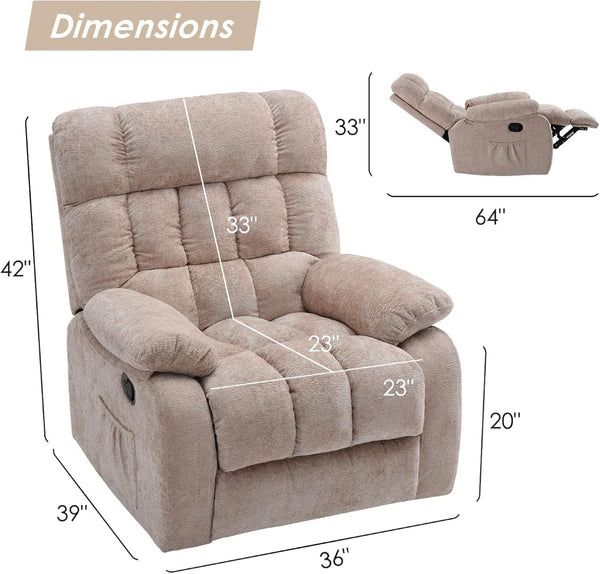 HomeRoots 39" Gray Chenille Manual Recliner – Stylish Comfort with Easy Recline for Living Rooms and Offices 718692