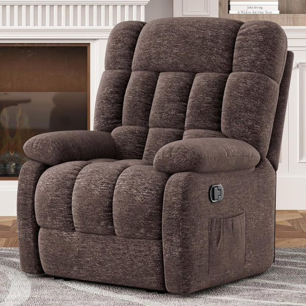 HomeRoots 34" Vibrant Orange Polyester Blend Manual Recliner - Cozy Comfort for Living Rooms & Offices 718695
