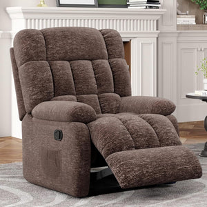 HomeRoots 34" Vibrant Orange Polyester Blend Manual Recliner - Cozy Comfort for Living Rooms & Offices 718695