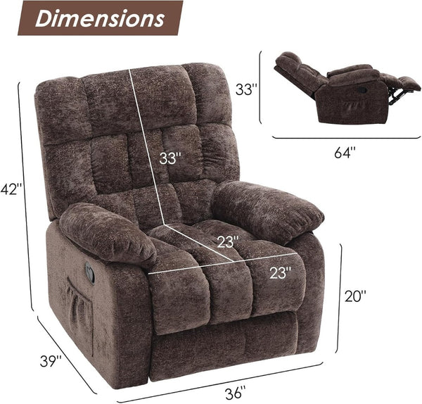 HomeRoots 34" Vibrant Orange Polyester Blend Manual Recliner - Cozy Comfort for Living Rooms & Offices 718695