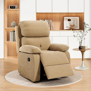 HomeRoots 34" Gray Manual Recliner Chair - Soft Polyester Blend, 3-Position Recline, Storage Pocket, Durable Design 718696