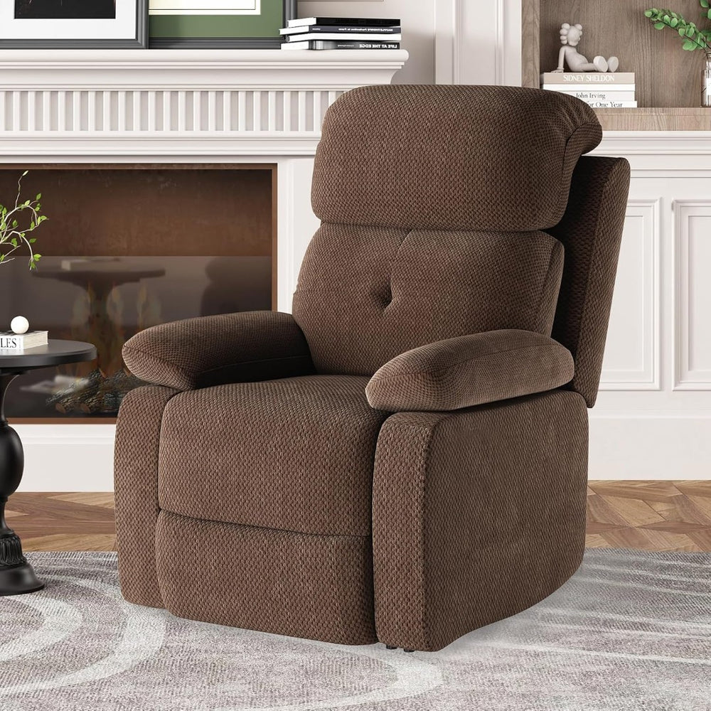 HomeRoots 34" Gray Polyester Blend Manual Recliner - Stylish, Cozy Seating with Easy Adjustments & Storage Pocket 718697