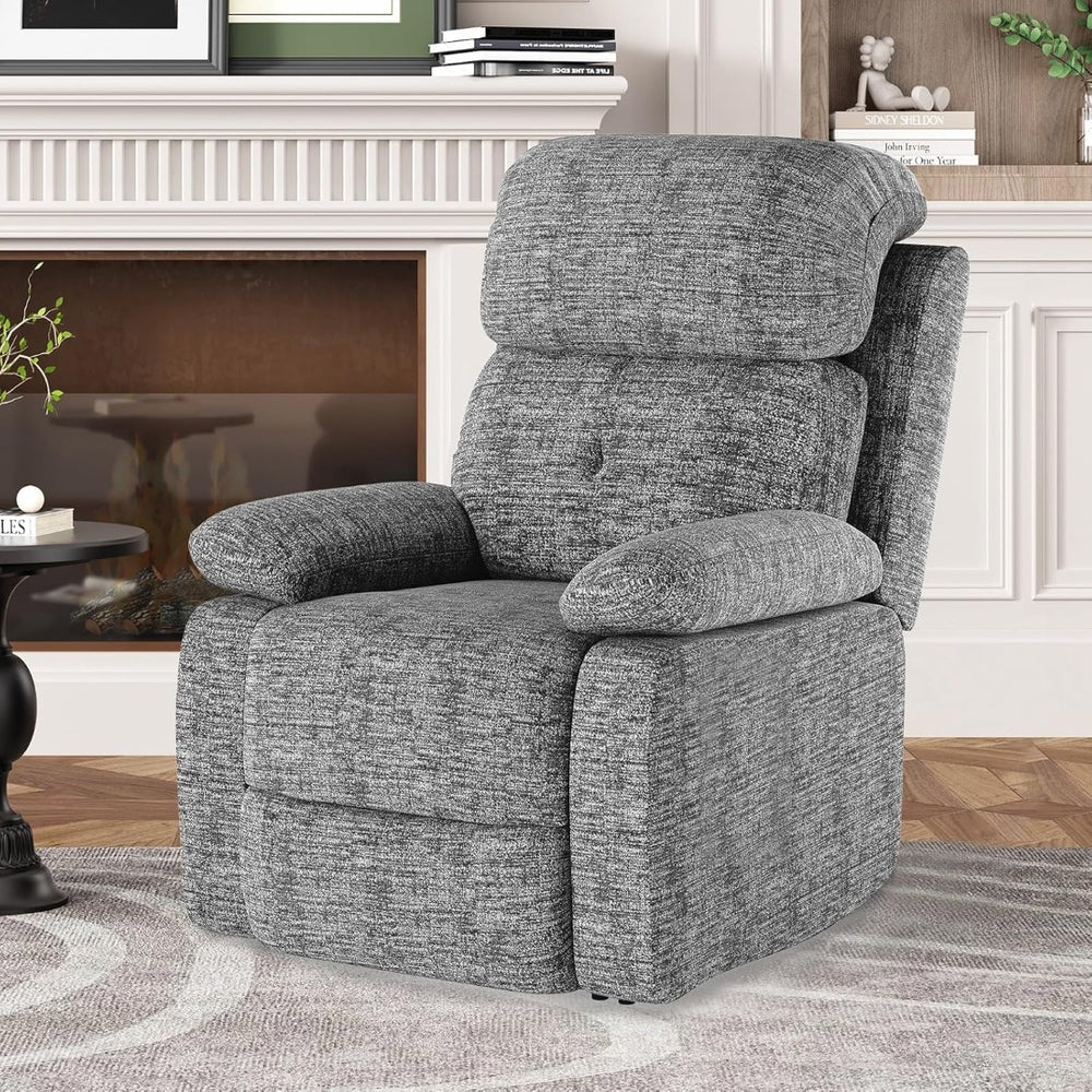 HomeRoots 34" Beige Polyester Blend Manual Recliner - Cozy 3-Position Chair for Living Room & Office Relaxation 718700