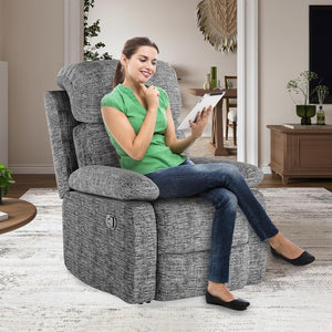 HomeRoots 34" Beige Polyester Blend Manual Recliner - Cozy 3-Position Chair for Living Room & Office Relaxation 718700