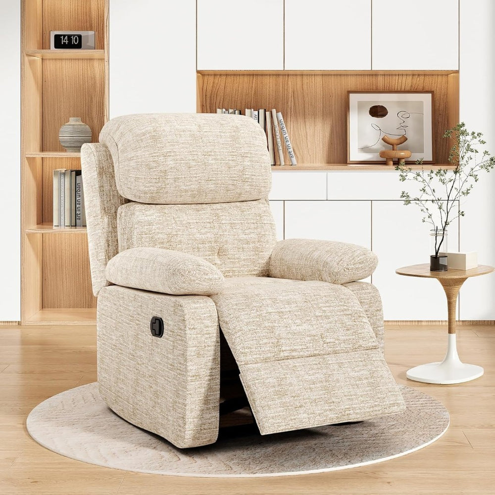 HomeRoots 34" Black Faux Leather Manual Recliner - Stylish Comfort with Easy Recline & Storage Pocket Features 718701