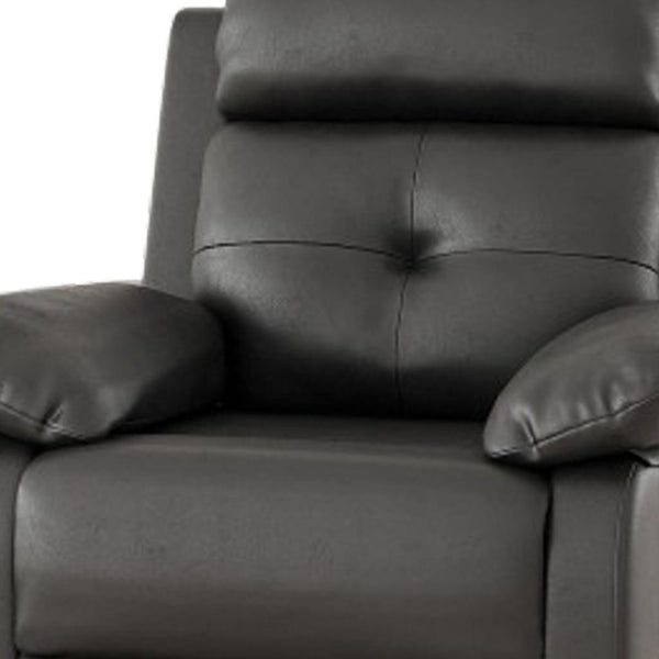 HomeRoots 39" Blue Polyester Blend Manual Recliner - Comfortable 3-Position Reclining Chair for Any Space 718702