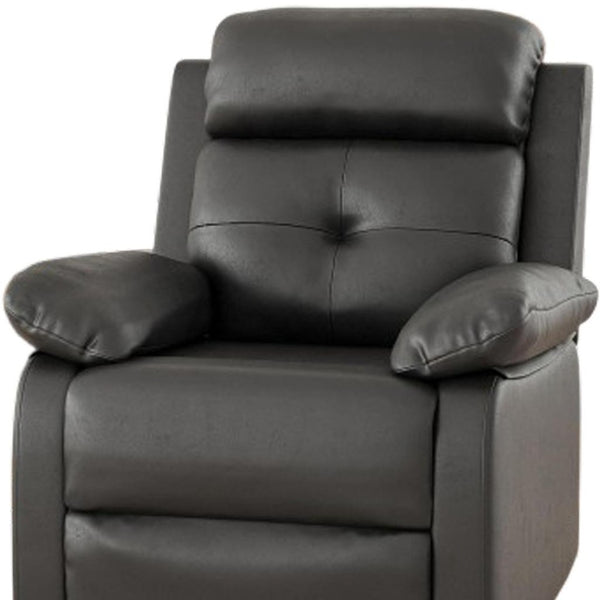 HomeRoots 39" Blue Polyester Blend Manual Recliner - Comfortable 3-Position Reclining Chair for Any Space 718702