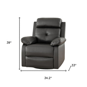 HomeRoots 39" Blue Polyester Blend Manual Recliner - Comfortable 3-Position Reclining Chair for Any Space 718702
