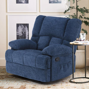 HomeRoots 39" Brown Polyester Blend Manual Recliner - Effortless Comfort with 3 Recline Positions & Storage Pocket 718704