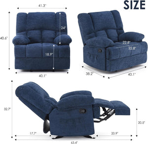 HomeRoots 39" Brown Polyester Blend Manual Recliner - Effortless Comfort with 3 Recline Positions & Storage Pocket 718704