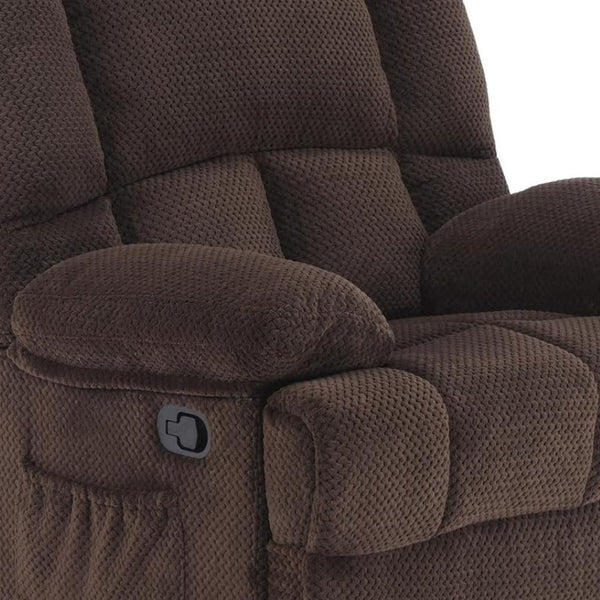 HomeRoots 39" Blue Manual Recliner Sofa Chair - Stylish, Compact, and Comfortable with Storage & 3 Recline Positions 718705
