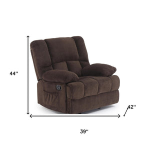 HomeRoots 39" Blue Manual Recliner Sofa Chair - Stylish, Compact, and Comfortable with Storage & 3 Recline Positions 718705