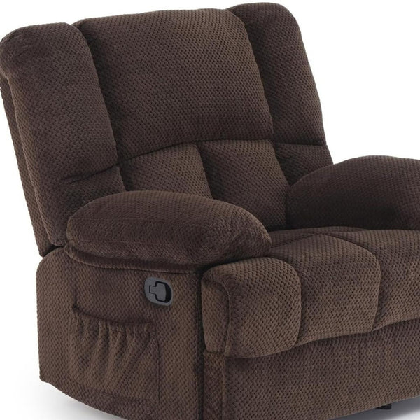 HomeRoots 39" Blue Manual Recliner Sofa Chair - Stylish, Compact, and Comfortable with Storage & 3 Recline Positions 718705