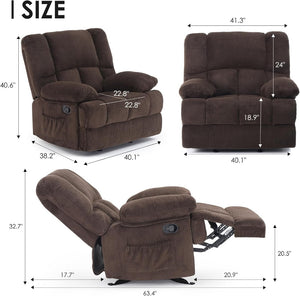 HomeRoots 39" Blue Manual Recliner Sofa Chair - Stylish, Compact, and Comfortable with Storage & 3 Recline Positions 718705