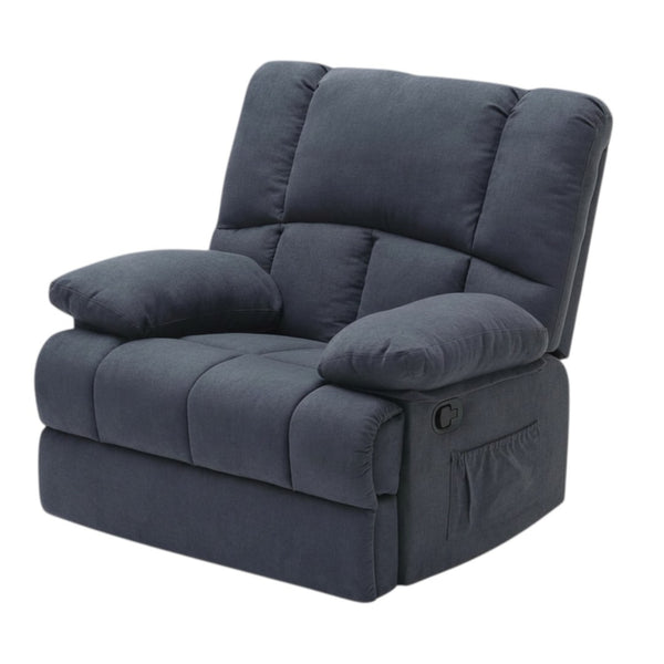 HomeRoots 39" Gray Manual Recliner - Plush Polyester Blend Chair with Easy-Use Handle & Storage Pocket 718706