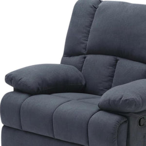 HomeRoots 39" Gray Manual Recliner - Plush Polyester Blend Chair with Easy-Use Handle & Storage Pocket 718706